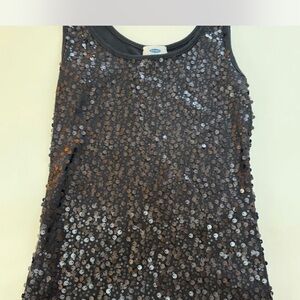 Sequin Sleeveless Top in Black and Silver